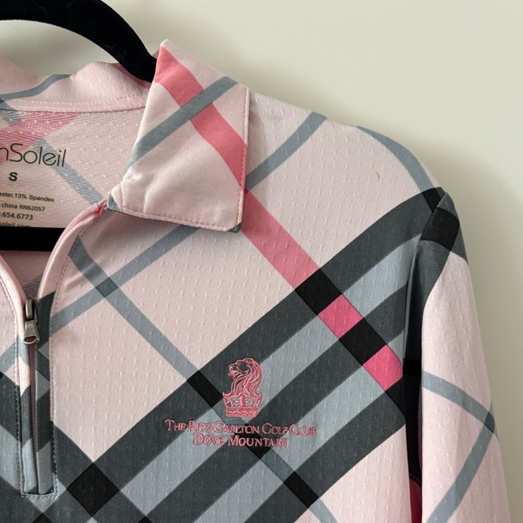 San Soleil Tops - SunSoleil Women's Pink and Gray Plaid Top